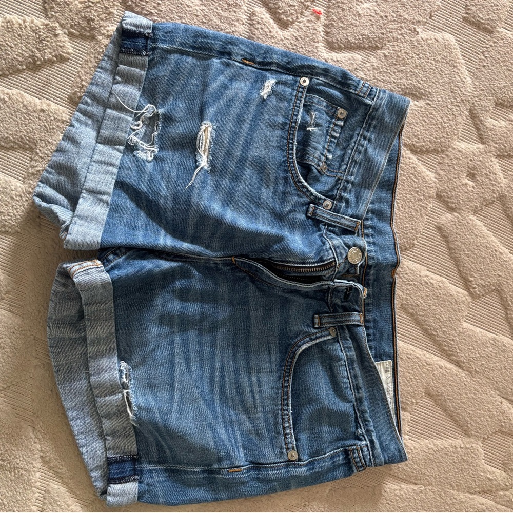 Rag & Bone Blue Jean Shorts with Rolled Hem